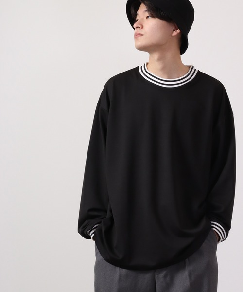 ATELANE(アテレーン)の「ATELANE ストレッチポンチリブラインロングスリーブTシャツ(Tシャツ/カットソー・メンズ・ブラック/ブルー/グレー・M/L)」の2枚目の写真