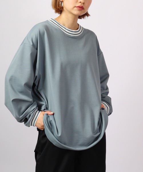 ATELANE(アテレーン)の「ATELANE ストレッチポンチリブラインロングスリーブTシャツ(Tシャツ/カットソー・メンズ・ブラック/ブルー/グレー・M/L)」の4枚目の写真