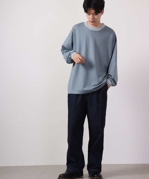 ATELANE(アテレーン)の「ATELANE ストレッチポンチリブラインロングスリーブTシャツ(Tシャツ/カットソー・メンズ・ブラック/ブルー/グレー・M/L)」の19枚目の写真