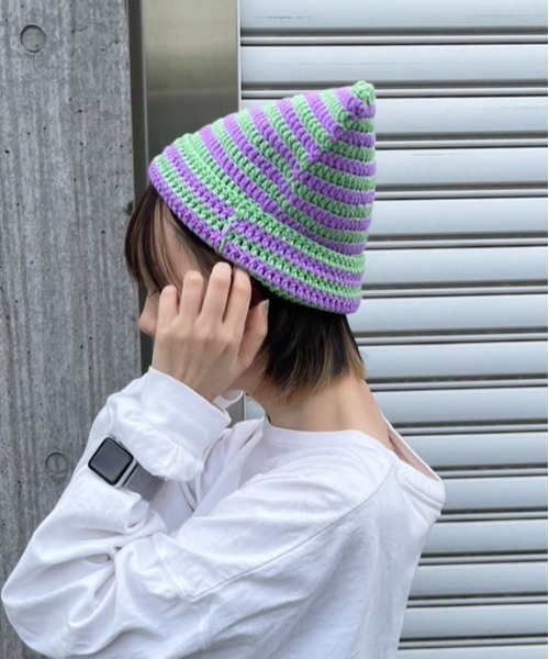 HIKA(ヒカ)の「【HIKA】猫耳ボーダーワッチCAP(ニットキャップ/ビーニー・レディース・グレー系その他/ブラウン系その他/グリーン系その他/ブラウン系その他2/グリーン系その他2/グリーン系その他3/ホワイト×ブラック/レッド系その他/グリーン系その他4/グリーン系その他5/グレー系その他2/ブラック/ホワイト/ブラック系その他・FREE)」の12枚目の写真