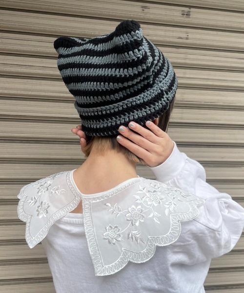 HIKA(ヒカ)の「【HIKA】猫耳ボーダーワッチCAP(ニットキャップ/ビーニー・レディース・グレー系その他/ブラウン系その他/グリーン系その他/ブラウン系その他2/グリーン系その他2/グリーン系その他3/ホワイト×ブラック/レッド系その他/グリーン系その他4/グリーン系その他5/グレー系その他2/ブラック/ホワイト/ブラック系その他・FREE)」の22枚目の写真