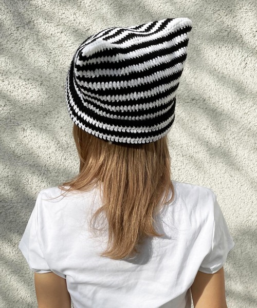 HIKA(ヒカ)の「【HIKA】猫耳ボーダーワッチCAP(ニットキャップ/ビーニー・レディース・グレー系その他/ブラウン系その他/グリーン系その他/ブラウン系その他2/グリーン系その他2/グリーン系その他3/ホワイト×ブラック/レッド系その他/グリーン系その他4/グリーン系その他5/グレー系その他2/ブラック/ホワイト/ブラック系その他・FREE)」の17枚目の写真