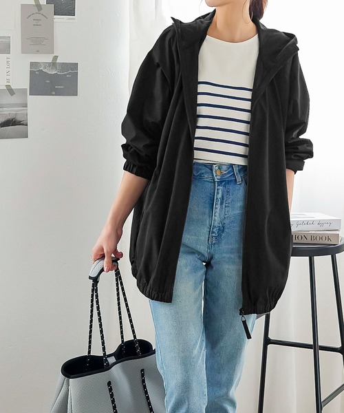 KOBE LETTUCE（コウベレタス）の「水陸両用 UVカットフルジップパーカー（パーカー・レディース・タン/オフホワイト/ブラック/ライトカーキ/ライトベージュ/ネイビー・FREE）」の8枚目の写真