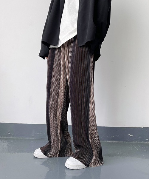Ressaca（レサーカ）の「グラデーションストライプ ワイドシルエット プリーツイージーパンツ（その他パンツ・メンズ・ブラウン/ブラック・M/L/XL）」の11枚目の写真