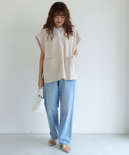 パーソンズ　PERSONS　ベスト　フレンチスリーブ　ジップアップベスト JIGGYS SHOP ベスト ジレ ワッフルニット ハーフジップ メンズ