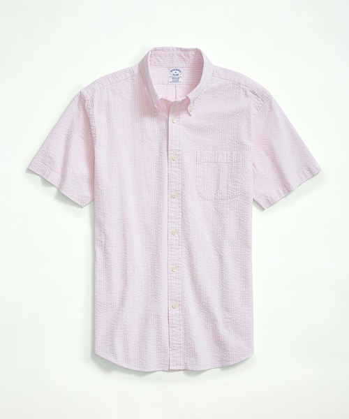 BROOKS BROTHERS(ブルックスブラザーズ)の「ストレッチコットン シアサッカーストライプ ショートスリーブ カジュアルシャツ Regular Fit(シャツ/ブラウス・メンズ・ブルー/アクア/ピンク・MEDIUM/SMALL/X-LARGE/LARGE/X-SMALL)」の3枚目の写真
