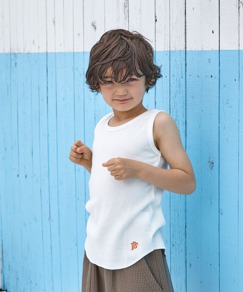 BAYFLOW（ベイフロー）の「ワッフルタンクトップ(KIDS)（タンクトップ・キッズ・ブルー/オフホワイト・130cm/120cm/140cm/110cm）」の2枚目の写真