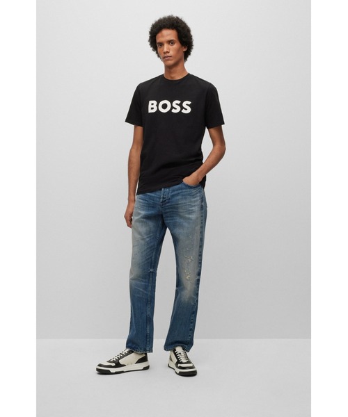 ラバープリントBOSSロゴ コットンジャージー Tシャツ（Tシャツ
