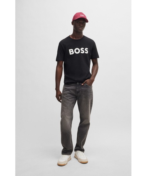 ラバープリントBOSSロゴ コットンジャージー Tシャツ（Tシャツ