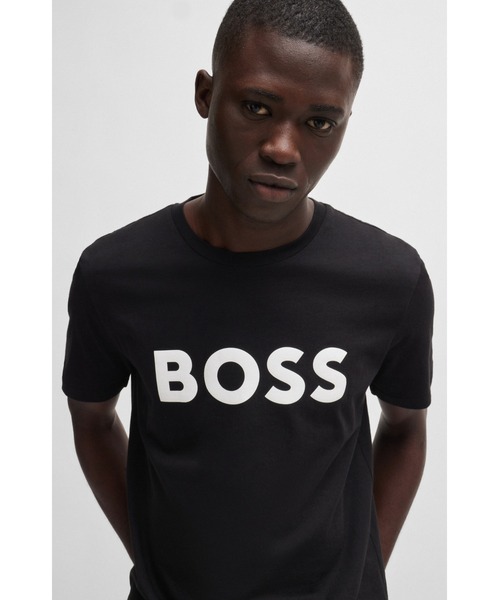 【HUGO BOSS】コットン ロゴプリント 半袖 Tシャツ HUGO tシャツ HUGOロゴプリント コットンジャージー Tシャツ