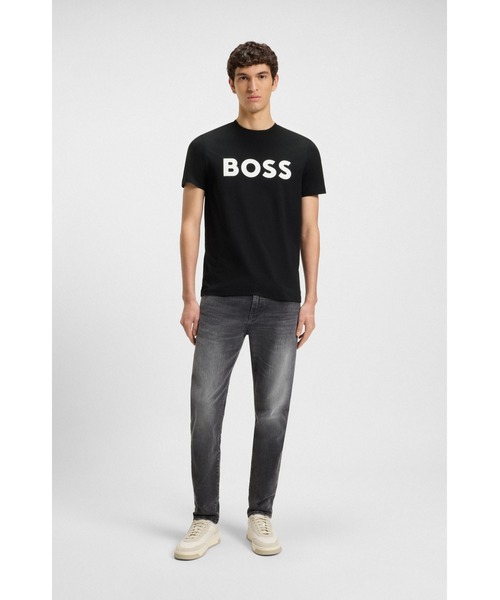 人気の！★BOSS/ボス  ロゴコットンTシャツ★ BOSS（ボス）の「フローラルプリントBOSSロゴ コットン