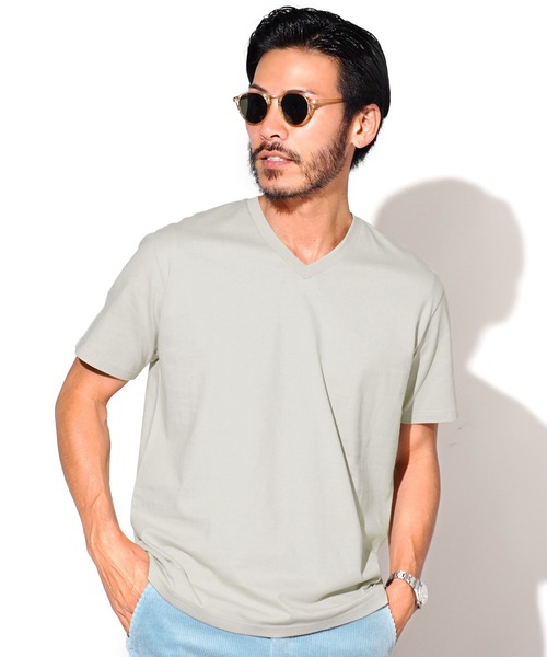 jiggys shop（ジギーズショップ）の「コットン Vネック 半袖無地 Tシャツ カットソー（Tシャツ/カットソー・メンズ・ミックスグレー/ロイヤルブルー/グレー/ネイビー/ブラック/ホワイト/カーキ・X-LARGE/MEDIUM/SMALL/LARGE/XX-LARGE）」の3枚目の写真