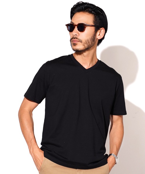 jiggys shop（ジギーズショップ）の「コットン Vネック 半袖無地 Tシャツ カットソー（Tシャツ/カットソー・メンズ・ミックスグレー/ロイヤルブルー/グレー/ネイビー/ブラック/ホワイト/カーキ・X-LARGE/MEDIUM/SMALL/LARGE/XX-LARGE）」の2枚目の写真