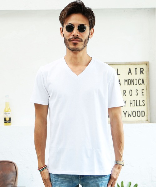 jiggys shop（ジギーズショップ）の「コットン Vネック 半袖無地 Tシャツ カットソー（Tシャツ/カットソー・メンズ・ミックスグレー/ロイヤルブルー/グレー/ネイビー/ブラック/ホワイト/カーキ・X-LARGE/MEDIUM/SMALL/LARGE/XX-LARGE）」の8枚目の写真