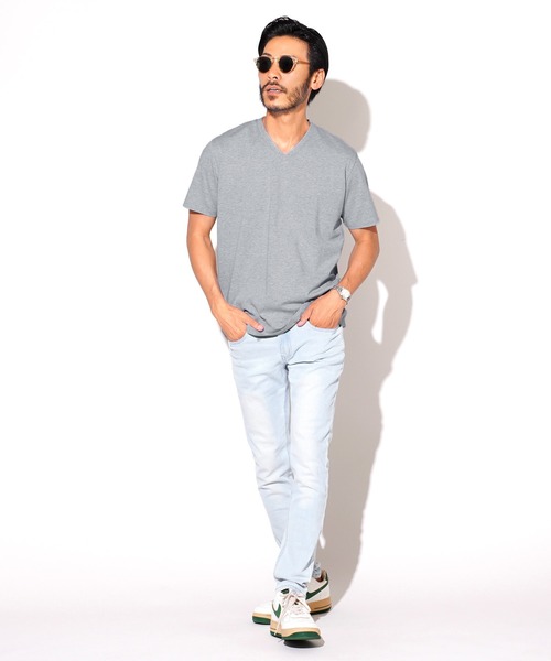 jiggys shop（ジギーズショップ）の「コットン Vネック 半袖無地 Tシャツ カットソー（Tシャツ/カットソー・メンズ・ミックスグレー/ロイヤルブルー/グレー/ネイビー/ブラック/ホワイト/カーキ・X-LARGE/MEDIUM/SMALL/LARGE/XX-LARGE）」の18枚目の写真