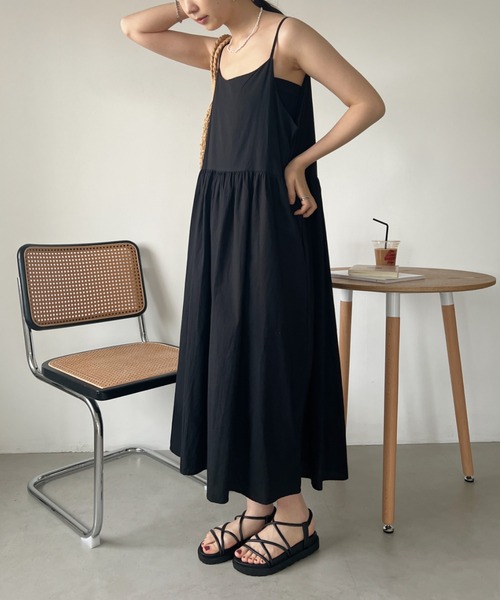 セール】2WAYベスト付きギャザーコットンキャミワンピース（ワンピース