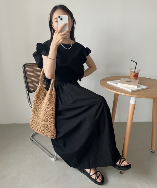 CLEA(クレア)の「2WAYベスト付きギャザーコットンキャミワンピース(ワンピース・レディース・アイボリー/ベージュ/ブラック・FREE)」の14枚目の写真