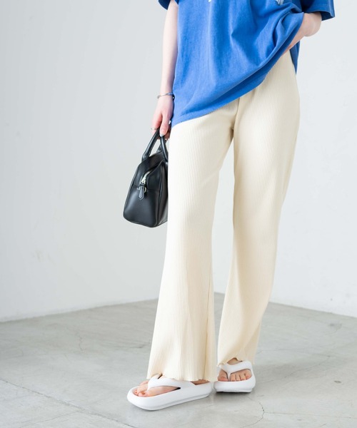 WEGO(ウィゴー)の「WEGO/カラーリブイージーフレアパンツ(スウェットパンツ・レディース・ブラック/アイボリー/杢グレー・FREE)」の13枚目の写真