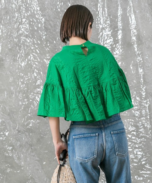 malla（マーラ）の「ミラクルウェーブラッフルブラウス（シャツ/ブラウス・レディース・ブラック/グリーン・FREE）」の9枚目の写真