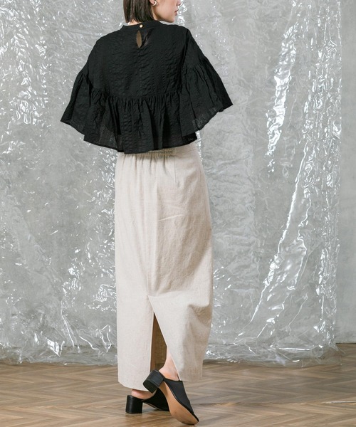 malla（マーラ）の「ミラクルウェーブラッフルブラウス（シャツ/ブラウス・レディース・ブラック/グリーン・FREE）」の13枚目の写真