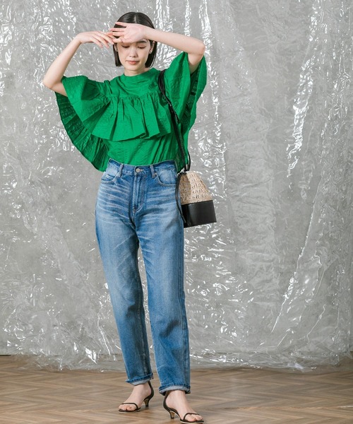 malla（マーラ）の「ミラクルウェーブラッフルブラウス（シャツ/ブラウス・レディース・ブラック/グリーン・FREE）」の3枚目の写真