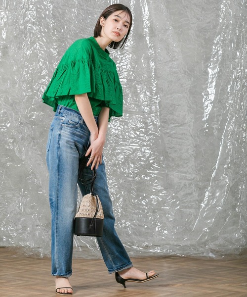 malla（マーラ）の「ミラクルウェーブラッフルブラウス（シャツ/ブラウス・レディース・ブラック/グリーン・FREE）」の4枚目の写真