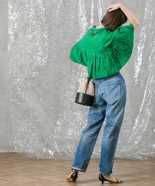 malla（マーラ）の「ミラクルウェーブラッフルブラウス（シャツ/ブラウス・レディース・ブラック/グリーン・FREE）」の5枚目の写真