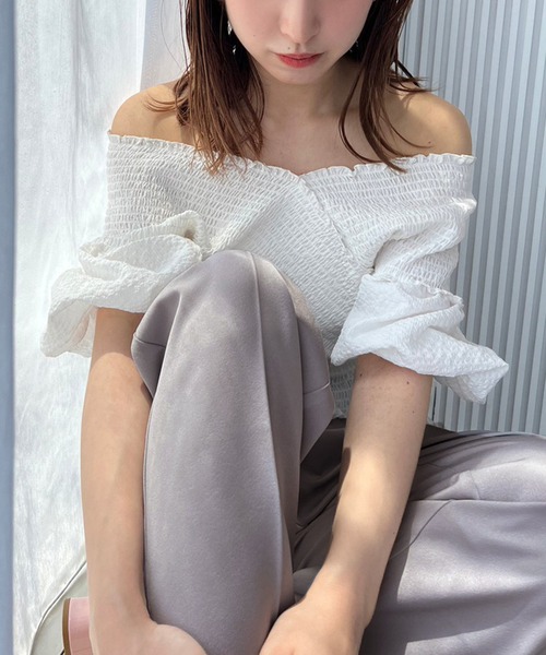 one after another NICE CLAUP（ワンアフターアナザーナイスクラップ）の「【新色追加】バックリボンカラースラックス（スラックス・レディース・アイボリー/ダークグレー/ラベンダー/ライトグレー・SMALL/MEDIUM）」の5枚目の写真