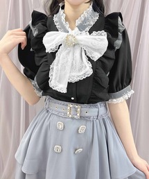 レーシーリボンラッフルブラウス