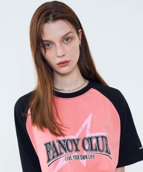 FANCY CLUB(ファンシークラブ)の「A'GEM/9 × .kom『 FANCY CLUB/ファンシークラブ』 FANCY NOVA RAGLAN TEE/ラグラン 半袖カットソー(Tシャツ/カットソー・レディース・チャコールグレー/ライトグレー/ピンク・FREE)」の3枚目の写真