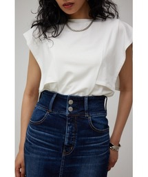 AZUL by moussy | PANEL SLEEVE CUT TOPS/パネルスリーブカットトップス (Tシャツ/カットソー)