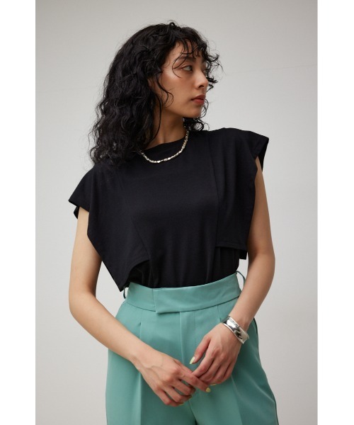 AZUL by moussy(アズールバイマウジー)の「PANEL SLEEVE CUT TOPS/パネルスリーブカットトップス(Tシャツ/カットソー・レディース・ブラック/オフホワイト/ブルー/ダークオレンジ・SMALL/MEDIUM)」の11枚目の写真