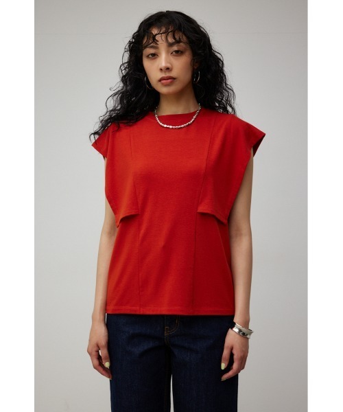 AZUL by moussy(アズールバイマウジー)の「PANEL SLEEVE CUT TOPS/パネルスリーブカットトップス(Tシャツ/カットソー・レディース・ブラック/オフホワイト/ブルー/ダークオレンジ・SMALL/MEDIUM)」の22枚目の写真