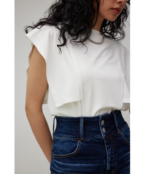 AZUL by moussy(アズールバイマウジー)の「PANEL SLEEVE CUT TOPS/パネルスリーブカットトップス(Tシャツ/カットソー・レディース・ブラック/オフホワイト/ブルー/ダークオレンジ・SMALL/MEDIUM)」の10枚目の写真