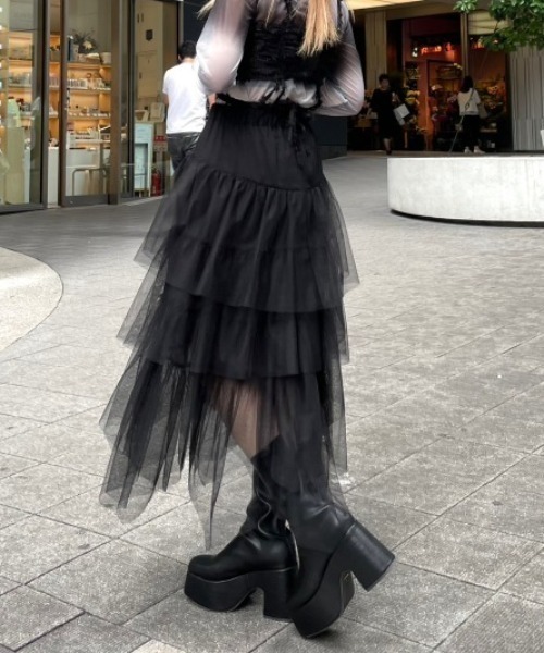 PAGEBOY(ページボーイ)の「ランダムキリカエチュールスカート(スカート・レディース・チャコールグレー/ブラック/アイボリー・FREE)」の2枚目の写真