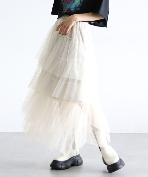 PAGEBOY(ページボーイ)の「ランダムキリカエチュールスカート(スカート・レディース・チャコールグレー/ブラック/アイボリー・FREE)」の4枚目の写真