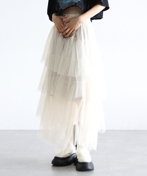 PAGEBOY(ページボーイ)の「ランダムキリカエチュールスカート(スカート・レディース・チャコールグレー/ブラック/アイボリー・FREE)」の5枚目の写真