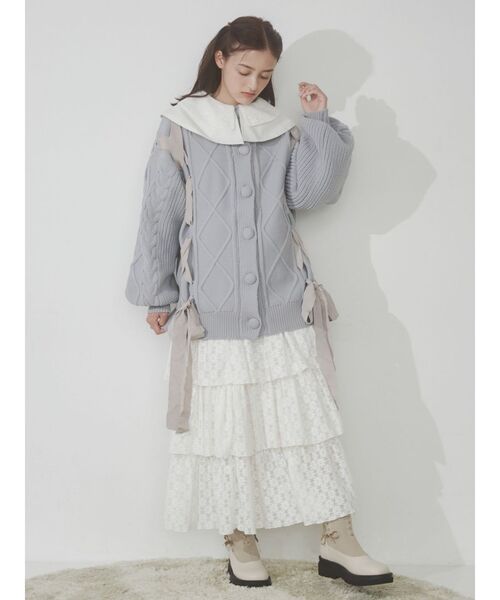 merry jenny（メリージェニー）の「ribbon ribbon knit カーディガン（ニット/セーター・レディース・ブラック/アイボリー/ライトブルー・FREE）」の11枚目の写真