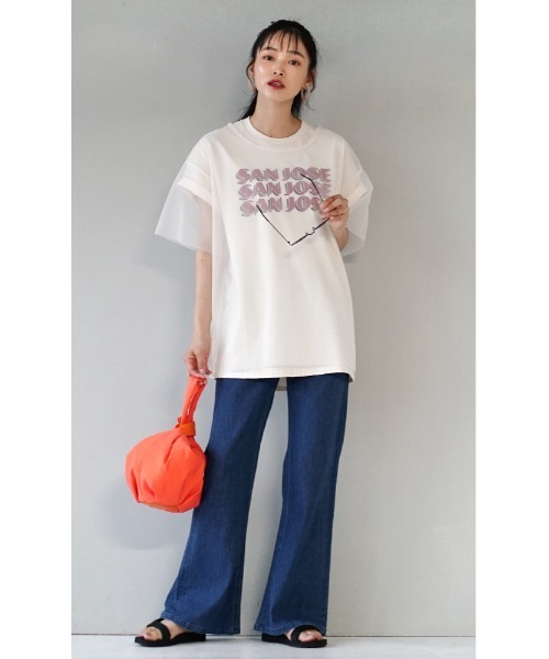 MIMIMEMETE(ミミメメット)の「ロゴプリント ロールアップTEE(Tシャツ/カットソー・レディース・ナチュラル・M)」の8枚目の写真
