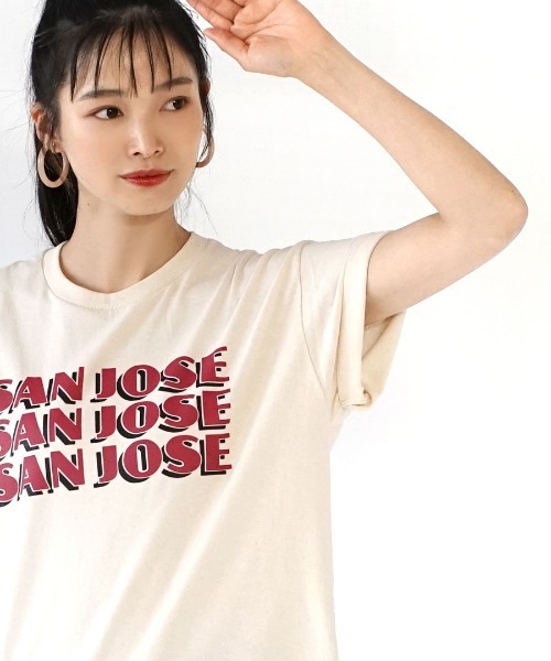 MIMIMEMETE(ミミメメット)の「ロゴプリント ロールアップTEE(Tシャツ/カットソー・レディース・ナチュラル・M)」の2枚目の写真