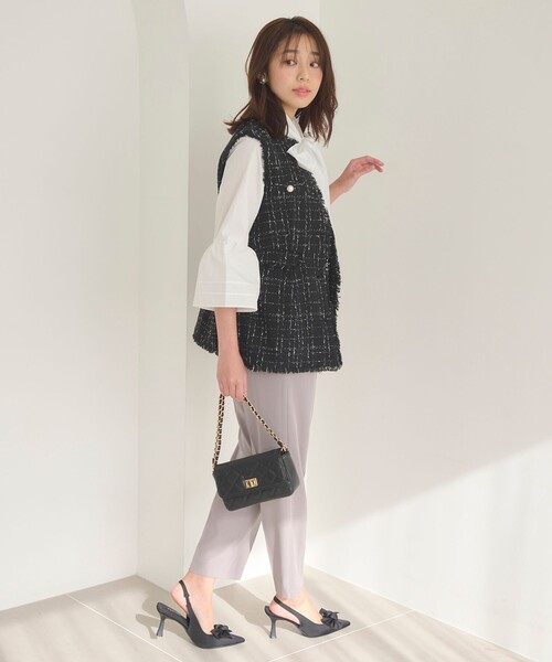 Feroux（フェルゥ）の「【好評につき追加生産決定！】ツイードペプラム ジレ（その他アウター・レディース・ブラック系1/ホワイト系1・F）」の13枚目の写真