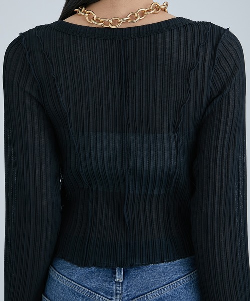 STUDIOUS(ステュディオス)の「【STUDIOUS/ステュディオス】2WAYメローディテールカーディガン(カーディガン/ボレロ・レディース・ライム/ブラック・FREE)」の10枚目の写真