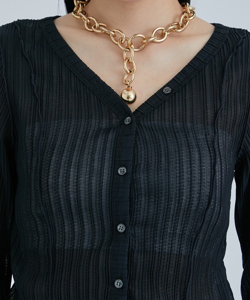 STUDIOUS(ステュディオス)の「【STUDIOUS/ステュディオス】2WAYメローディテールカーディガン(カーディガン/ボレロ・レディース・ライム/ブラック・FREE)」の7枚目の写真