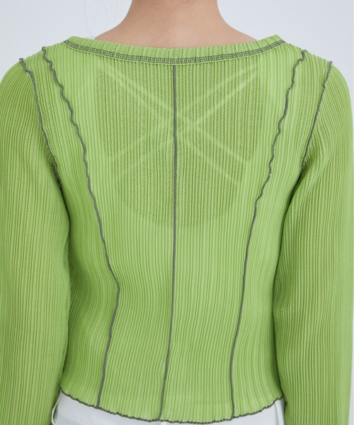 STUDIOUS(ステュディオス)の「【STUDIOUS/ステュディオス】2WAYメローディテールカーディガン(カーディガン/ボレロ・レディース・ライム/ブラック・FREE)」の6枚目の写真