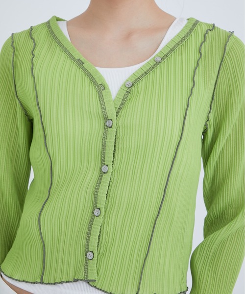 STUDIOUS(ステュディオス)の「【STUDIOUS/ステュディオス】2WAYメローディテールカーディガン(カーディガン/ボレロ・レディース・ライム/ブラック・FREE)」の3枚目の写真