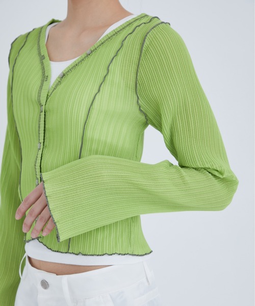 STUDIOUS(ステュディオス)の「【STUDIOUS/ステュディオス】2WAYメローディテールカーディガン(カーディガン/ボレロ・レディース・ライム/ブラック・FREE)」の4枚目の写真