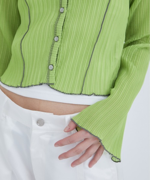 STUDIOUS(ステュディオス)の「【STUDIOUS/ステュディオス】2WAYメローディテールカーディガン(カーディガン/ボレロ・レディース・ライム/ブラック・FREE)」の5枚目の写真