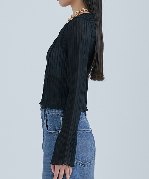 STUDIOUS(ステュディオス)の「【STUDIOUS/ステュディオス】2WAYメローディテールカーディガン(カーディガン/ボレロ・レディース・ライム/ブラック・FREE)」の16枚目の写真