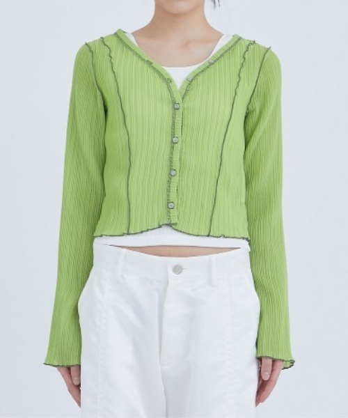 STUDIOUS(ステュディオス)の「【STUDIOUS/ステュディオス】2WAYメローディテールカーディガン(カーディガン/ボレロ・レディース・ライム/ブラック・FREE)」の11枚目の写真