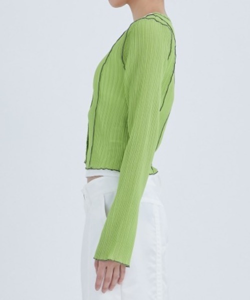 STUDIOUS(ステュディオス)の「【STUDIOUS/ステュディオス】2WAYメローディテールカーディガン(カーディガン/ボレロ・レディース・ライム/ブラック・FREE)」の12枚目の写真